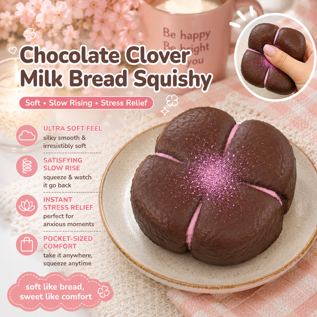 Chocolate Clover Milk Bread Squishy