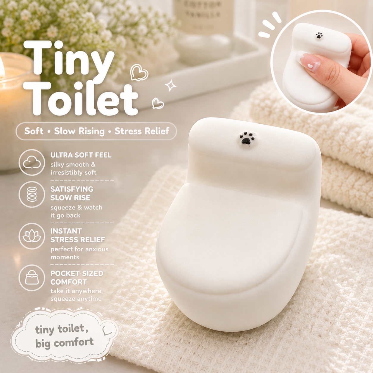 Tiny White Paw Toilet Squishy