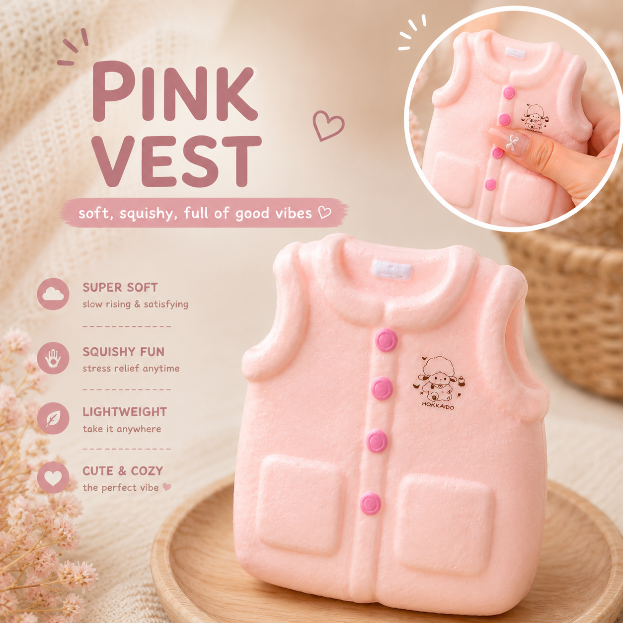 Pink Cozy Vest Squishy
