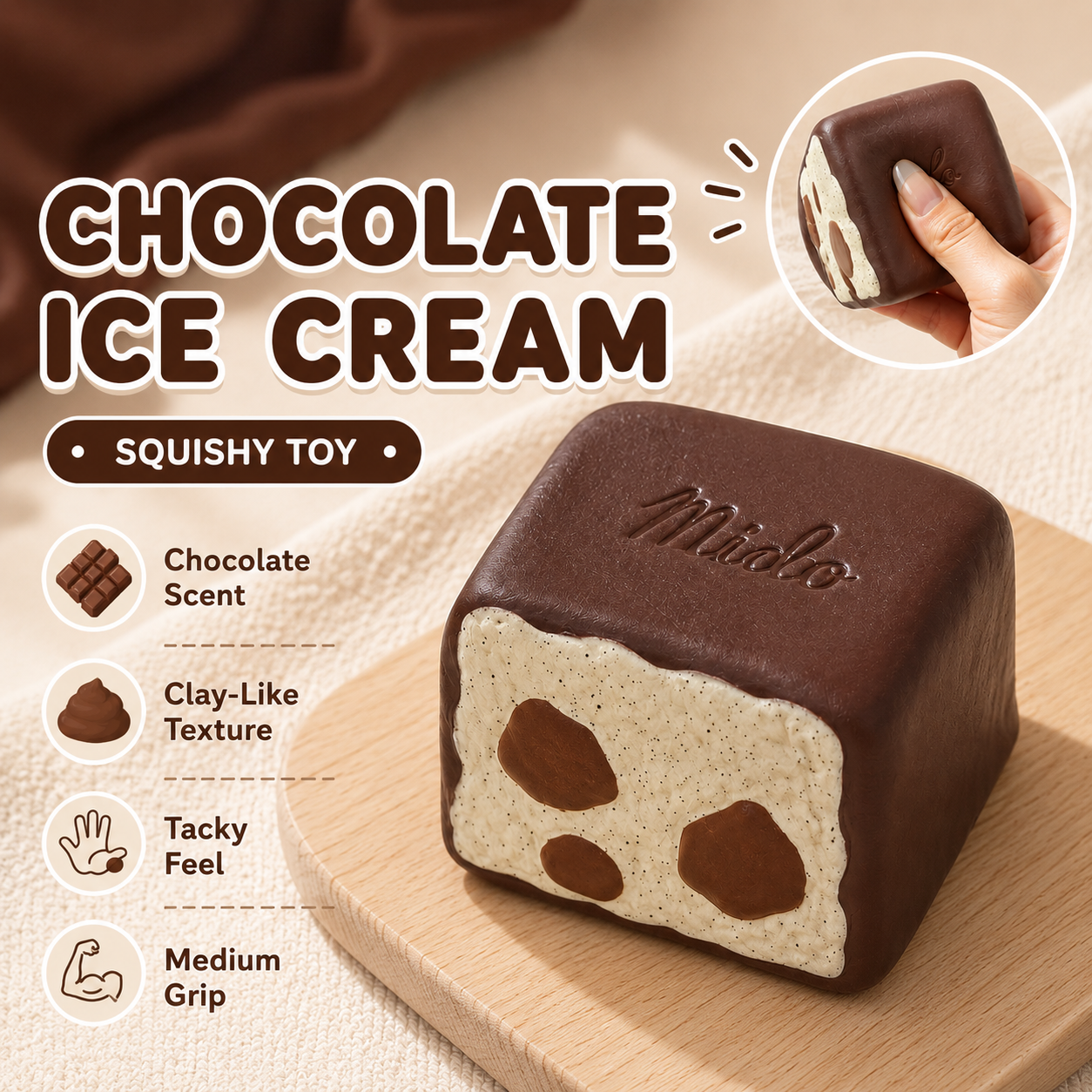 Chocolate Ice Cream Bar Squishy