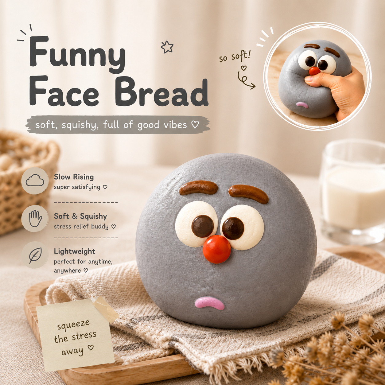 Funny Face Bread Squishy
